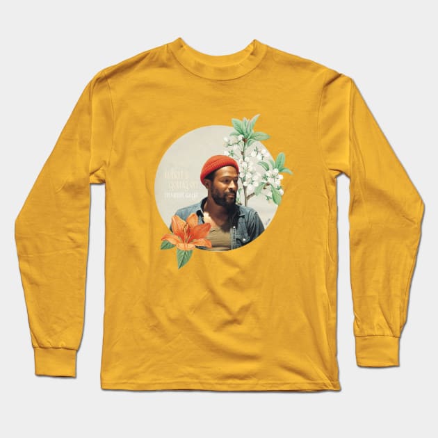 Floral Marvin Gaye Long Sleeve T-Shirt by luliga